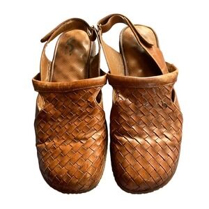 SoftWalk Woven Leather Slingback Brown Clogs Comfort Sandals 10.5 W Cottage Boho